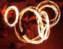 troupe fire spinners perform together