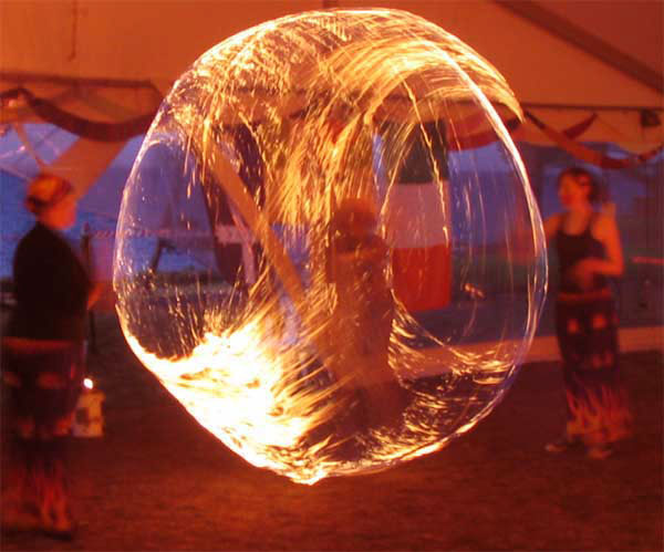 fire skipping rope lights up the stage at the National Celtic Festival, Australia