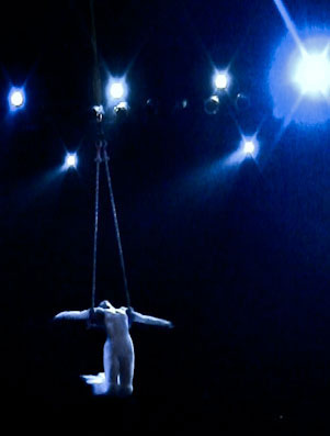 aerial trapeze act on stilts for the Hue Festival in Vietnam