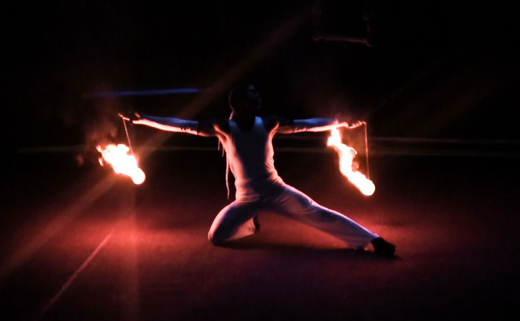 pose from the fire poi act in our circus