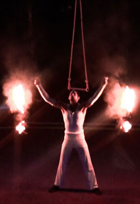 dramatic fire poi circus act