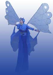 blue fairy on stilts