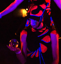 UV circus costume, contact juggling, Australia