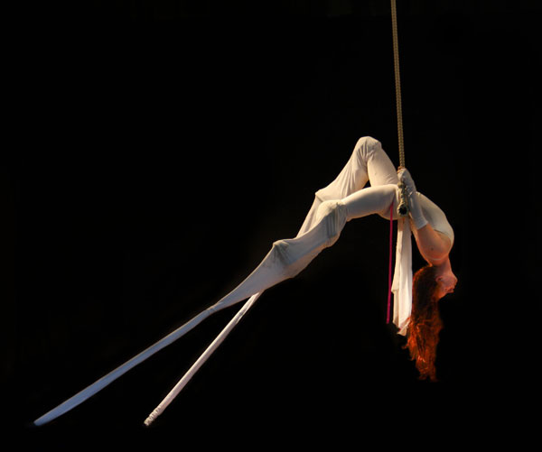 Stilt trapeze artist Eve Everard