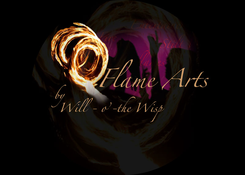 Will-o'-the-Wisp Fire Performace troupe, circus performing arts banner